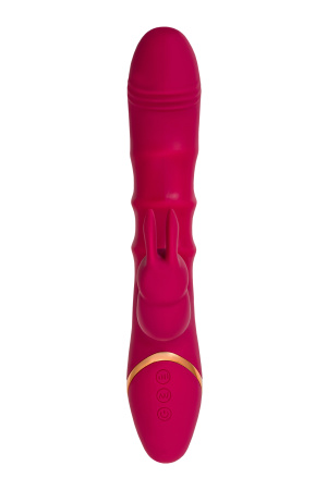 Виброкролик с двигающимися кольцами, JOS Tenty, силикон, бордовый, 23,5 см