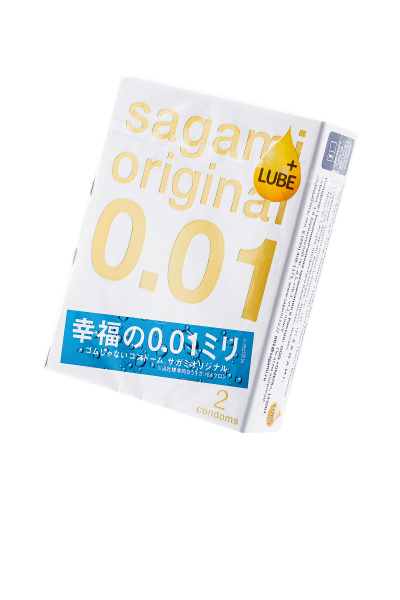 Презервативы Sagami, original 0.01, полиуретан, EXTRA LUB, 2 шт.